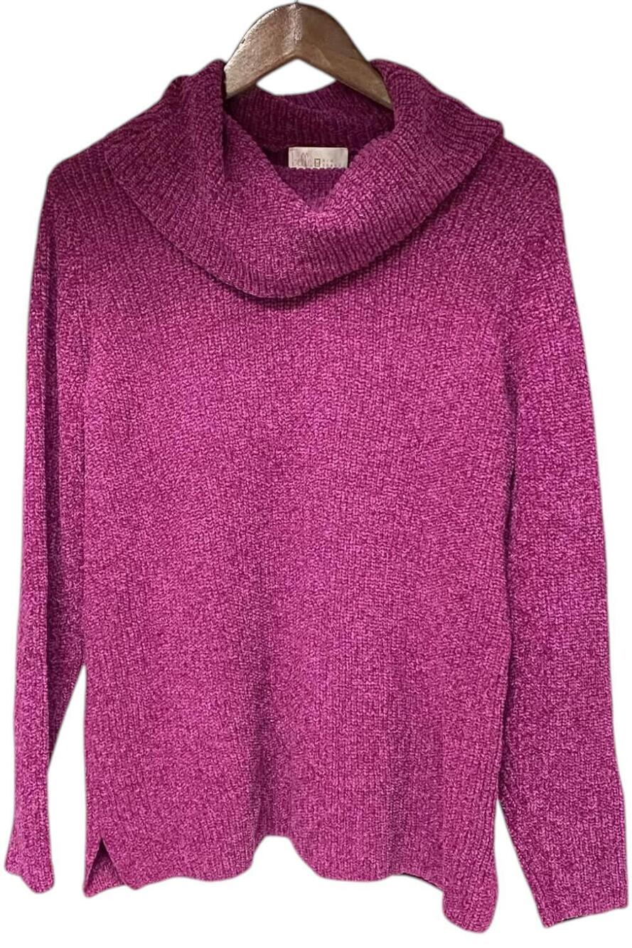 Belle by Kim Gravel Women's Chenille Shaker Cowl Neck Wild Aster - Regular